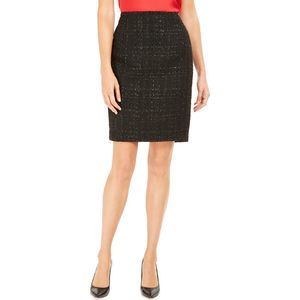 NWT Calvin Klein Women's Metallic Tweed Pencil Skirt Black Size 12
